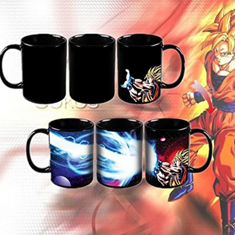 Dragon Ball Color Change Ceramic Mug Sun Wukong Cartoon Novelty Heat Reactive Coffee Cup Z Colored Changing Magic Cups | Дом и сад