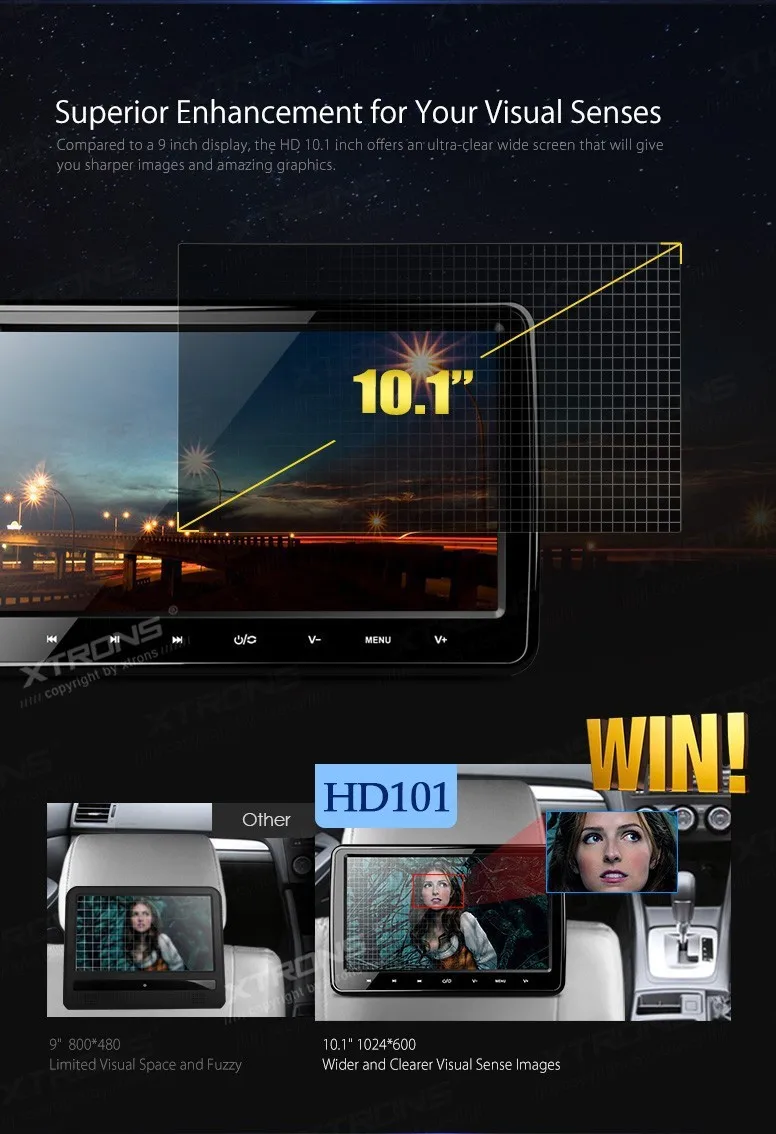 Excellent XTRONS 1 Pair Universal 10.1 inch HDMI HD Screen headrest car dvd player Monitor USD FM SD + 2 IR Headphones 2 Excellent XTRONS 1 Pair Universal 10.1 inch HDMI HD Screen headrest car dvd player Monitor USD FM SD + 2 IR Headphones 2