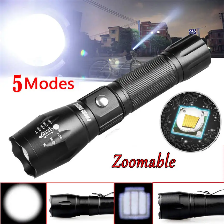 Flashlight ZOOMABLE XML T6 LED Tactical Torch 18650 Battery Charger