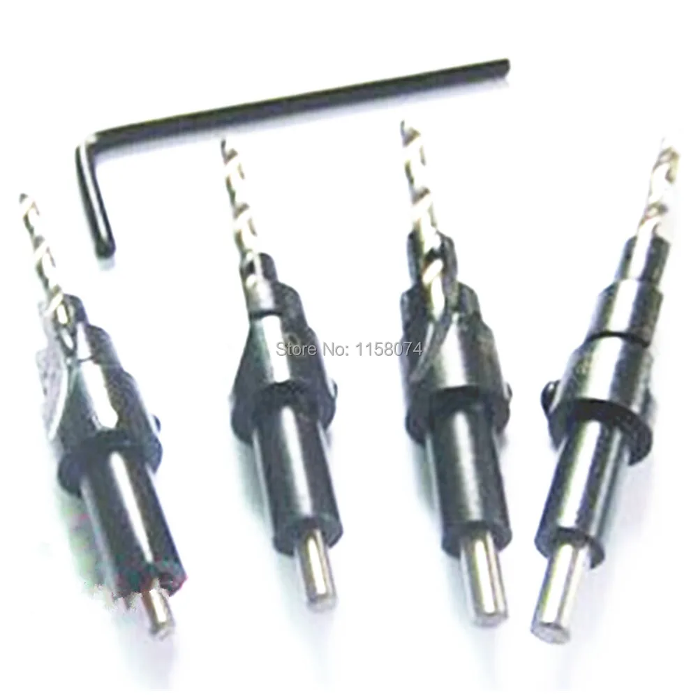 4pk 6 8 10 12 Countersink Drill Bit Set Quick Change Wood