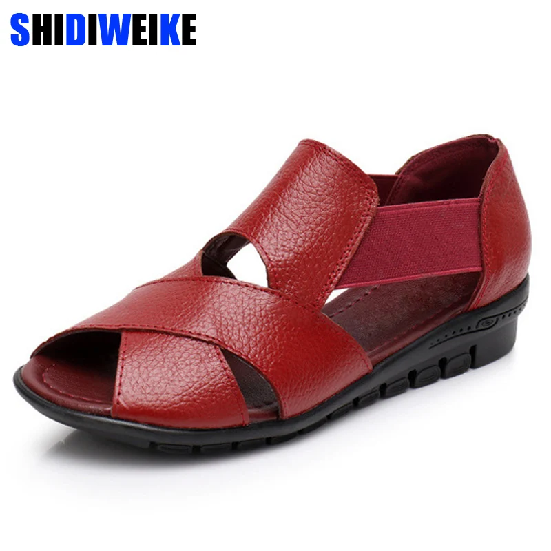preço 2018 marca o Verão Roma Sandálias Gladiador Mulheres Sapatos Sandalia Feminina Couro Genuíno Salto Cunha Sandálias Conforto m936