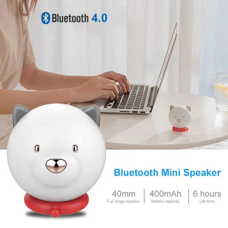 

Wireless Speaker Bluetooth 4.0 Speaker LED Dog 400mAh HIFI Loudspeaker Mini Lovely Subwoofer Player