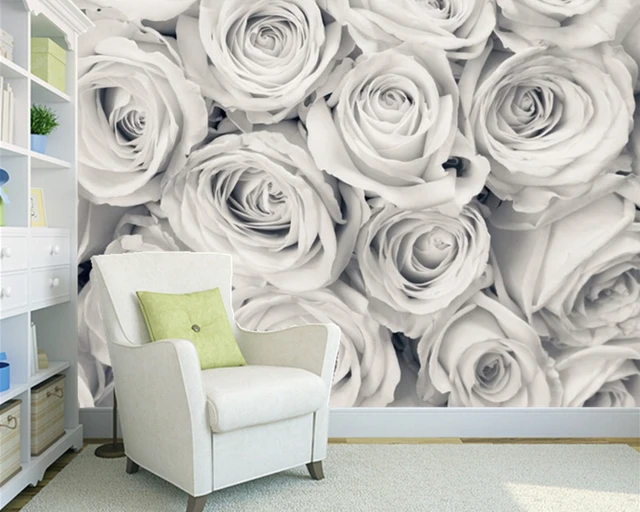 PRINTZONEWEB Red Roses Pattern Design Wallpaper for Wall, Office, Bedroom,  Drying Room, Living Room Wall Sticker