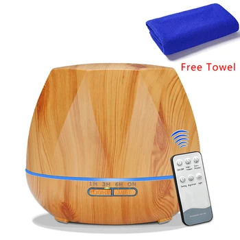 

550ML Ultrasonic Air Humidifier Aroma Essential Oil Diffuser With Wood Grain Remote Control 7 Changing Color LED Lamp For Home