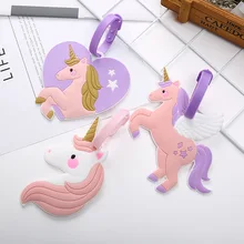 Аксессуары для путешествий, чехол единорога, багажная бирка, животное, мультфильм, силикагель, чемодан, ID Addres, держатель для багажа, переносная этикетка