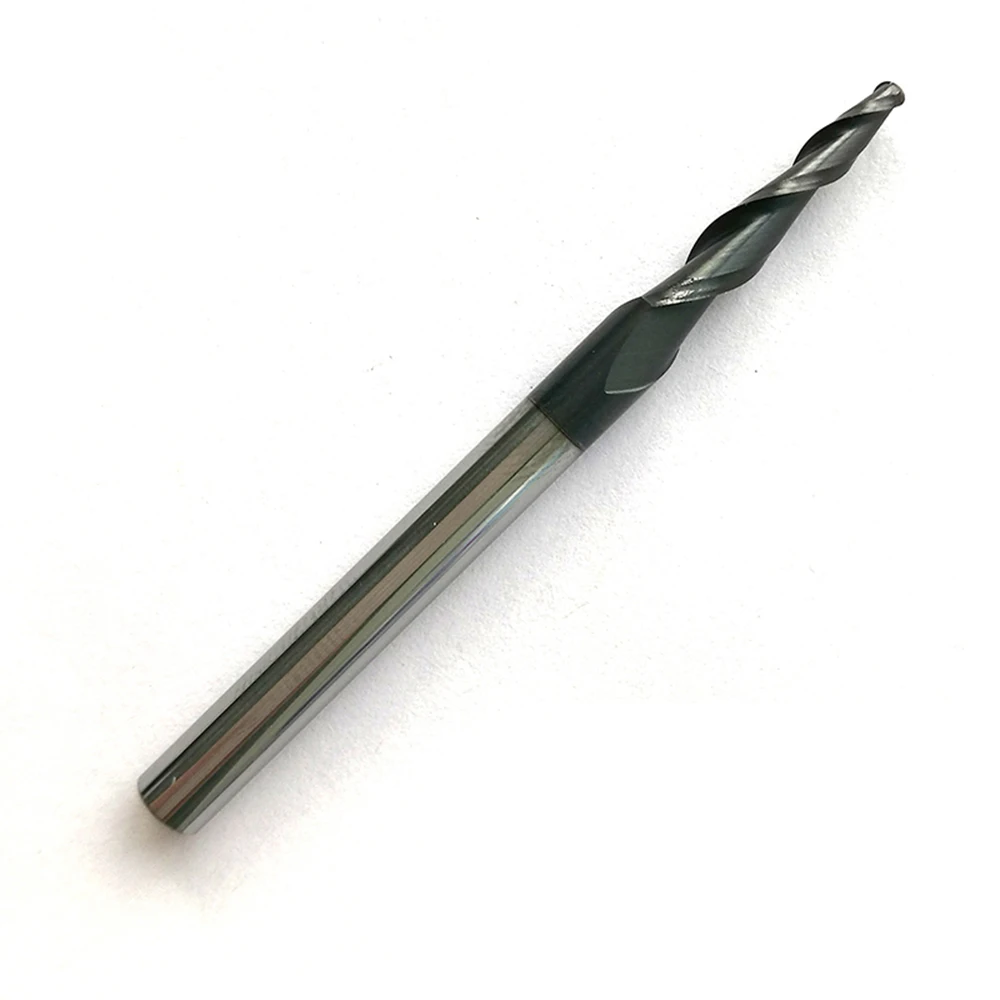 

free shipping -2pcs HRC55 R1.0*D4*15*50L*2F Tungsten solid carbide Coated Taper Ball Nose End Mills taper and cone endmills