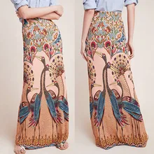 Винтажная юбка с высокой талией с принтом юбки женские s плюс размер длинные юбки для женщин с высокой талией винтажные Печатные повседневные пляжные летние