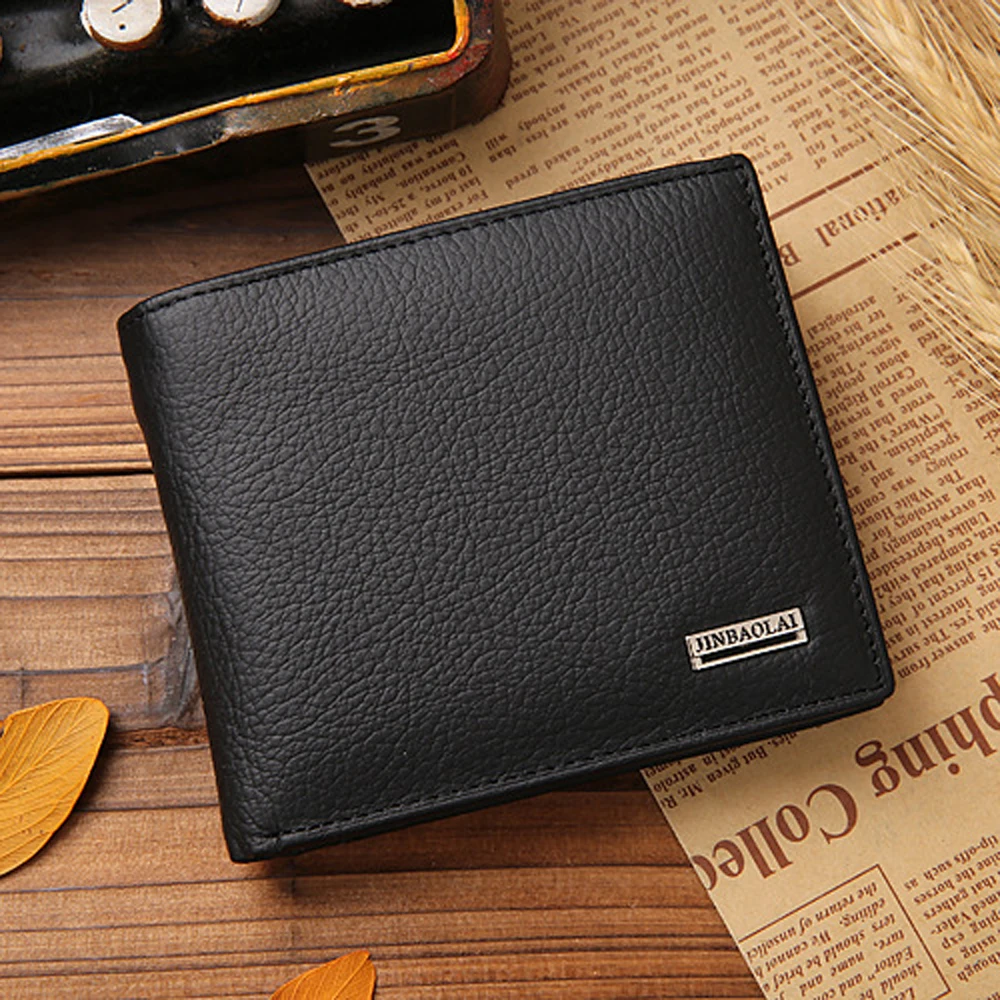 

Luxury 100% Genuine Leather Wallet Fashion Short Bifold Men Wallet Casual Soild Men Wallets With Coin Pocket Purses Male Wallets