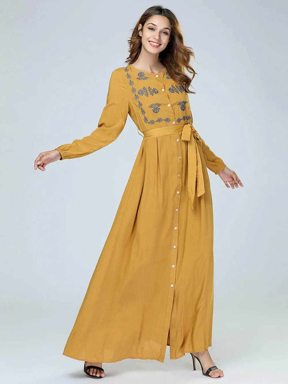 

New Muslim Dress Women Abaya kaftan Elegant Muslim Jurken Long Dress Unique Design Dubai Islamic Maxi Dresses