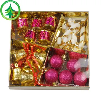 

4 Types 20pcs/set Christmas Tree Decorations Box Packing Bell Santa Ball Mixing Drum Stick Party Supply