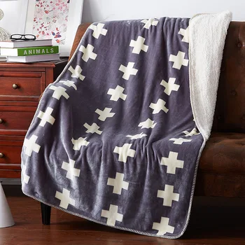 

Printed lambskin Double layer blanket berber Fleece throw