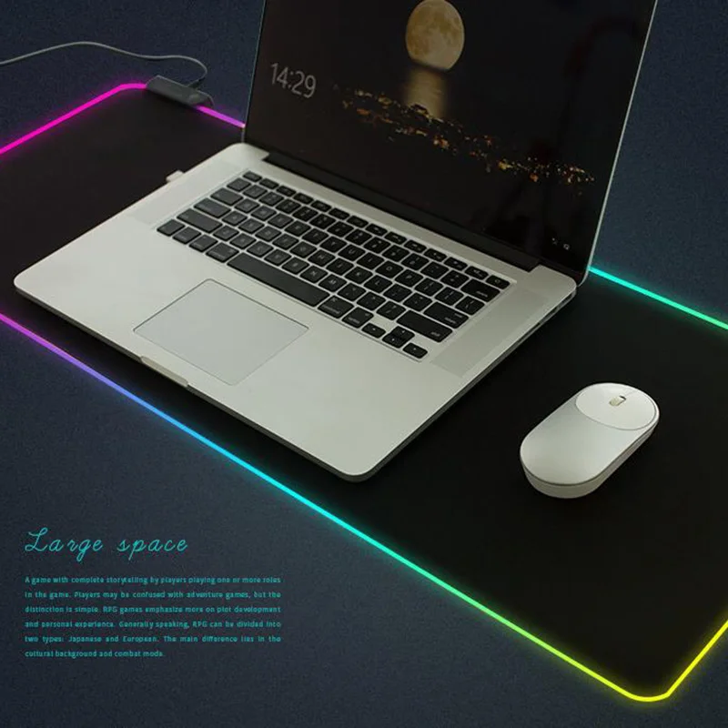 Игровой коврик для мыши RGB светящийся светодиодный Противоскользящий Красочный для ПК компьютера ноутбука DJA99