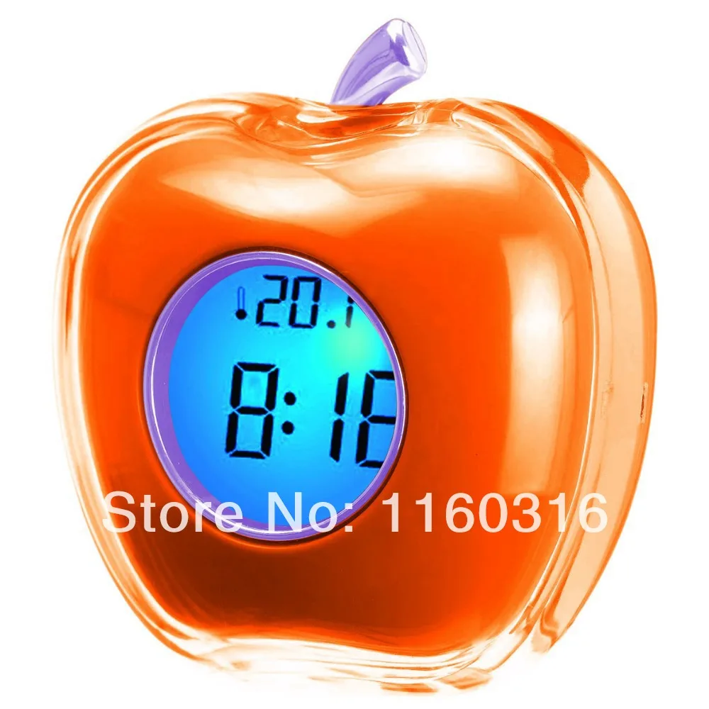 Free Shipping Talking Clock Apple Shape HAPTIME YGH335in Alarm Clocks
