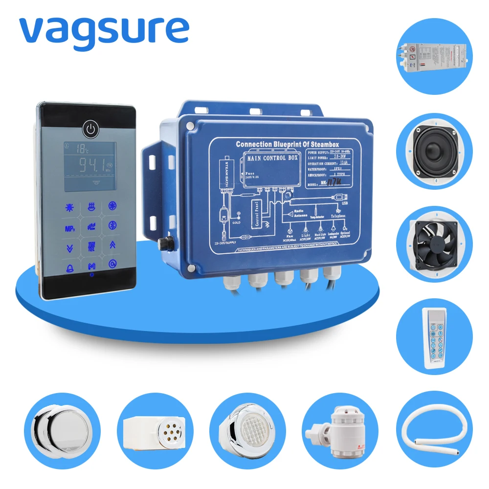 Günstige IPX5 Wasserdichte Wand Montiert Stil bluetooth Nass Dampfbad Sauna Spa Bad Generator 2.8KW 110 V 240 V Mit dusche Controller