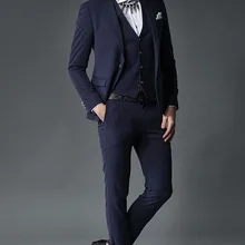 Нотч Формальные Модные Мужской костюм Tailor Made Мода комплект из 3 предметов(куртка+ брюки+ жилет+ галстук) одна кнопка Для мужчин костюмы высокое качество