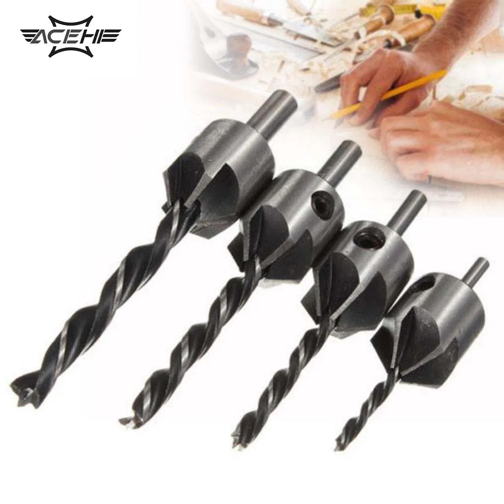4pcs/lot Countersink Drill Bit Drill Press Set Reamer Woodworking 5