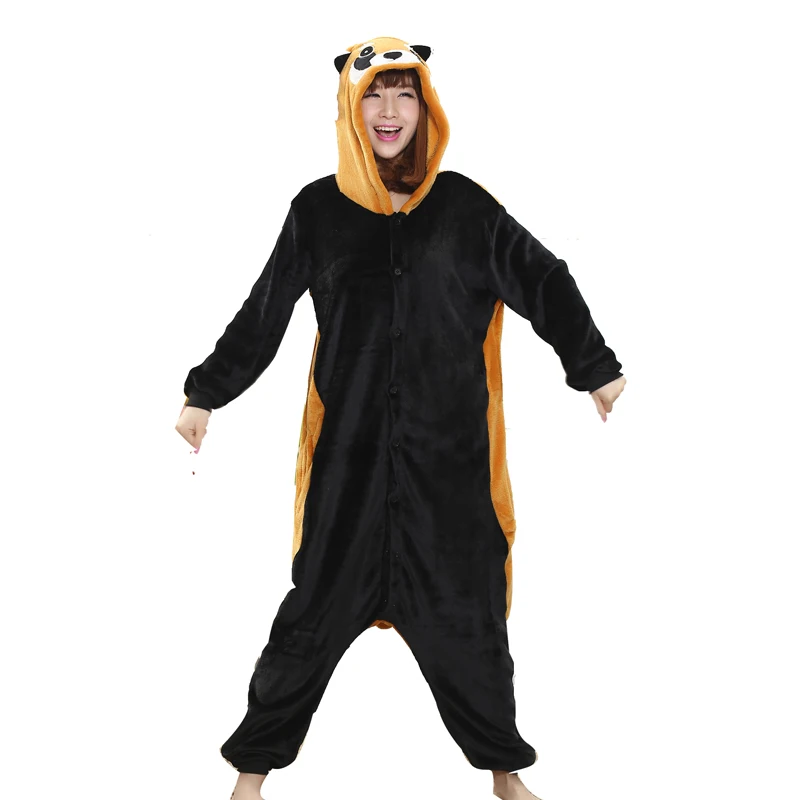 Soft Raccoon Animal Kigurumi For Adults Pajamas Women Onesie Winter Sleepwear Men Night-Suit Set Flannel Nightie Cosplay (2)