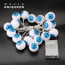 2 м длинный светодиодный рождественский струнный свет 3D форма глаз, голубые глаза, с теплым белым светом цвета, 20 шт./компл., AA* 3 батарея питания