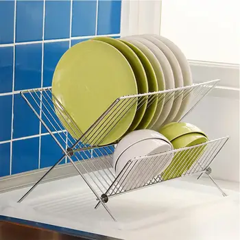 

Folding X Shape Kitchen Plates Bowl Tableware Holder Drying Shelf Storage Rack New Arrival