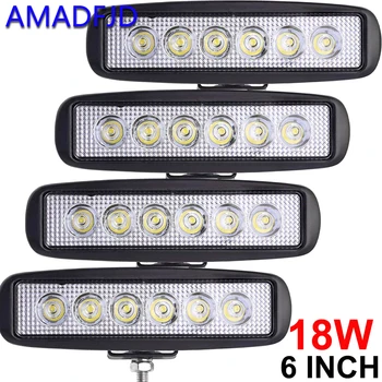 

1800LM 6000k LED Work Light 6" 12V Led Beams Led Bar Car Off road 4x4 Flood Spot Light For SUV 4WD offroad Accessories Fog Lamp