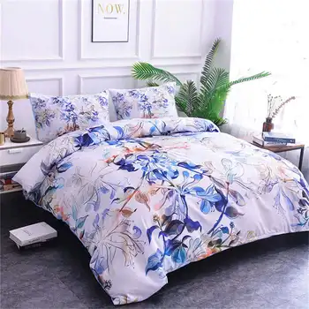 

ZEIMON Luxury Soft Bedding Set Polyester Home Textiles Flowers Printed HD Comforter Bedclothes Queen Size Duvet Covet Set