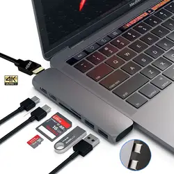 Mosible USB 3,1 type-C концентратор к HDMI адаптер 4 к Thunderbolt 3 USB C концентратор с концентратором 3,0 TF считыватель SD карт слот PD для MacBook Pro/Air 2018