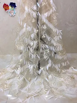 

5yards/bag XC066# 5 color embroidery sequins fabric French fabric used for wedding dress party Free shipping