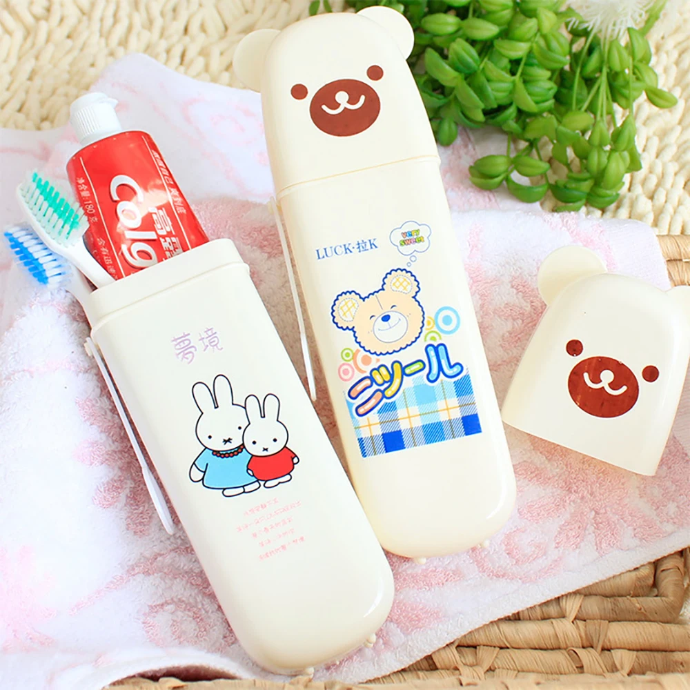 

Travel Portable Toothbrush Box Camping Washing Case Cute Toothpaste Protect Holder Stand Cup Dustproof Storage Box With Cover