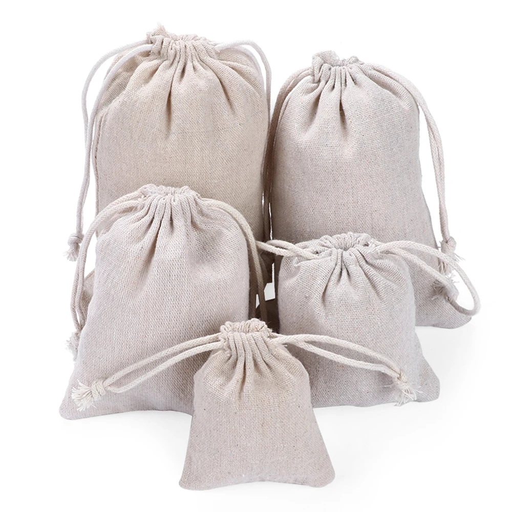 

1PC Hot Handmade Cotton Linen Drawstring Bag Men Women Travel Storage Package Bags Shopping Bag Coin Purse Christmas Gift pouch
