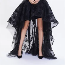 Черная шифоновая передняя короткая длинная Асимметричная готическая юбка в стиле стимпанк размера плюс, сексуальные юбки для женщин, викторианская Корсетная юбка 6XL