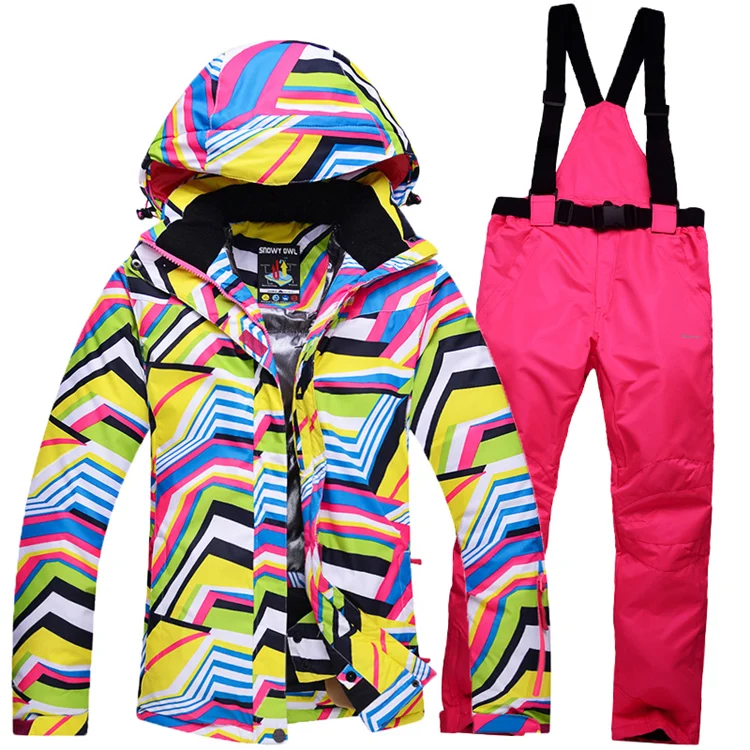 Зимний лыжный костюм комплект женских моделей уличная Водонепроницаемая утепленная Лыжная одежда ветрозащитная h300