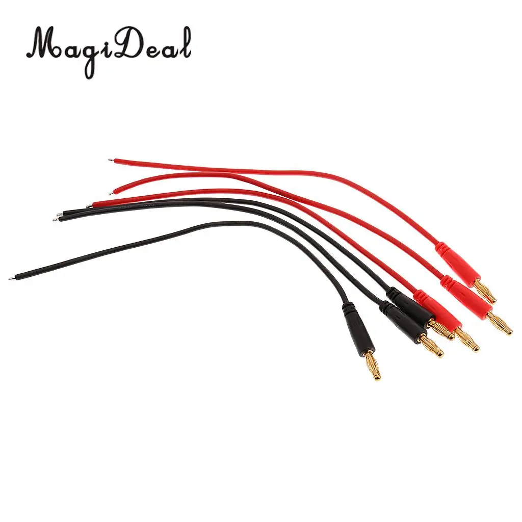 MagiDeal 6Pcs Banana 4mm Bullet Charger Connectors Plus 16AWG Silicone Wire for RC Cars Boats Planes Replacement 240mm