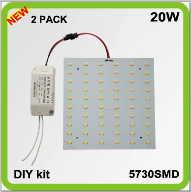 2 года гарантии Сделай сам Установка 2 шт 5730SMD 20 Вт квадратный светодиодный панельный потолочный светильник 15*15 см поверхностного монтажа TECHO LED 2d трубки 2100LM