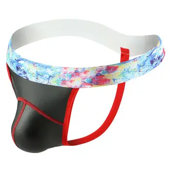 

PU Leather Men Thong G-string with Waistbelt Underwear Male Sexy T-back Thong Gay Underwear Erotic Club Party Cueca Male Panties