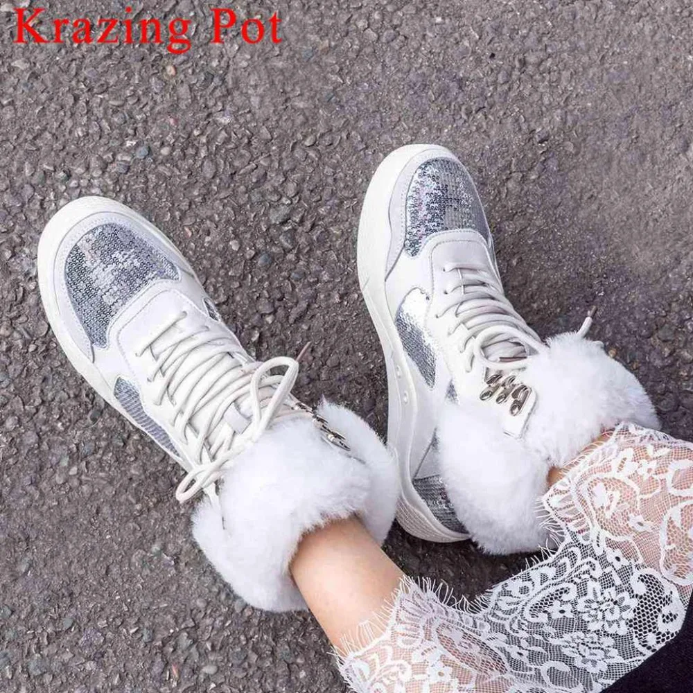 

2019 european superstars low bottom lace up natural leather wool young girls winter warm snow boots round toe mid-calf boots L21