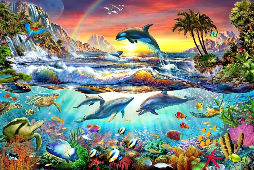 

Marine wonderland The wooden puzzle 1000 pieces ersion jigsaw puzzle white card adult children's educational toys