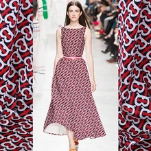 Принт в виде сердца Черный/Красный/Белый стрейч шелковая атласная ткань ширина 108 см/42 дюйма