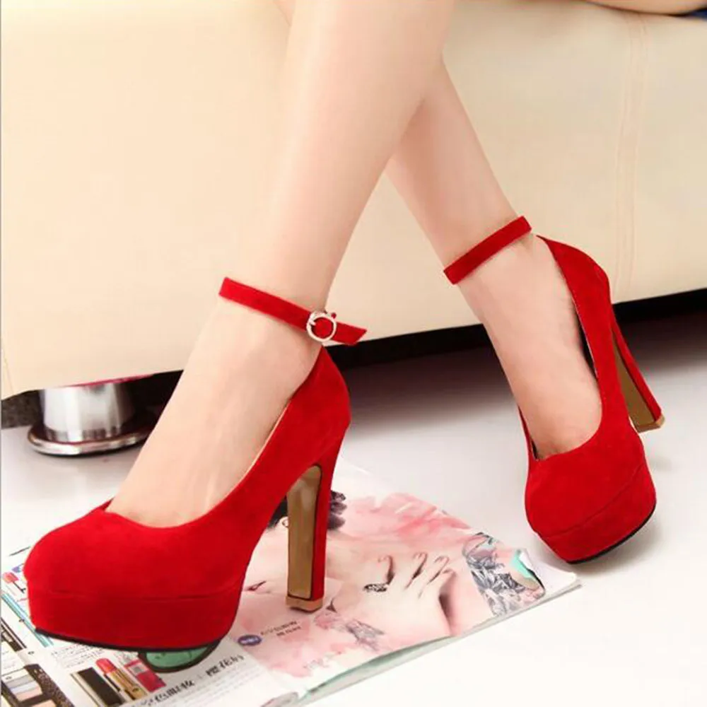 

xiniu sexy ruslana korshunova thick heels platform pumps women Ankle Strap High Heels Shoes Wedding Platform Pumps Shoes #0501