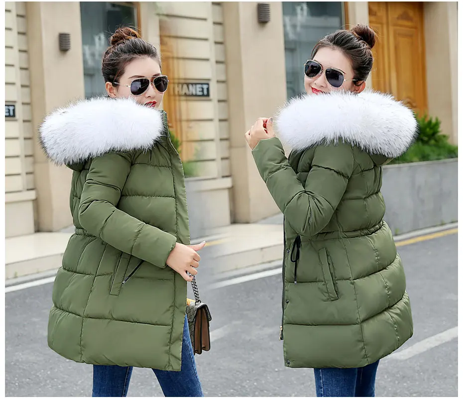 Трендовая зимняя куртка, женское длинное пальто, пуховое хлопковое пальто, стеганая Женская парка с меховым капюшоном, уличная зимняя куртка, Базовая куртка, пальто