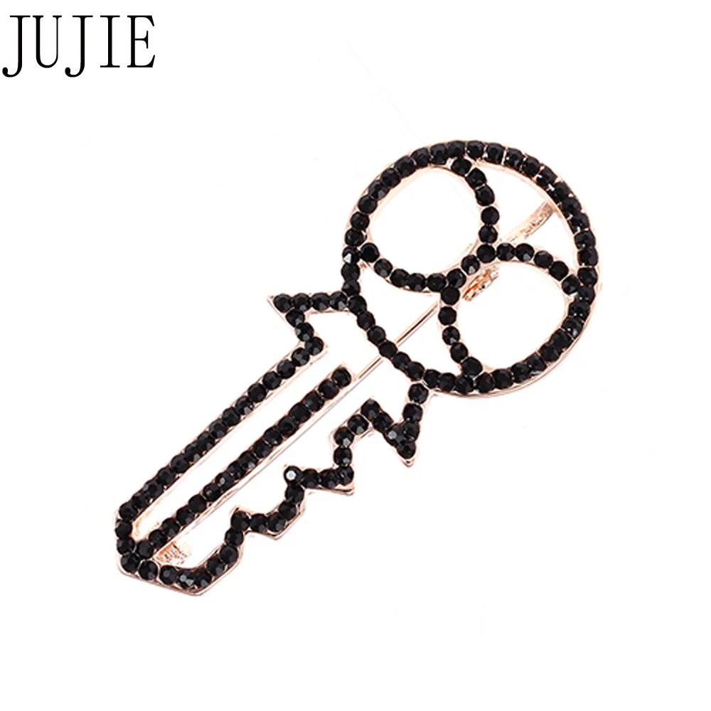 

JUJIE Fashion Crystal Key Brooches For Women 2019 T-shirts Clothes Scarf Dress Accessories Jewelry Dropshipping