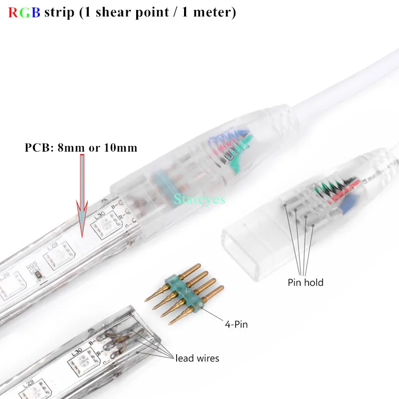 20 шт. AC220V полоса RGB пульт дистанционного управления для 5050 3528 8 мм 10 PCB Светодиодная