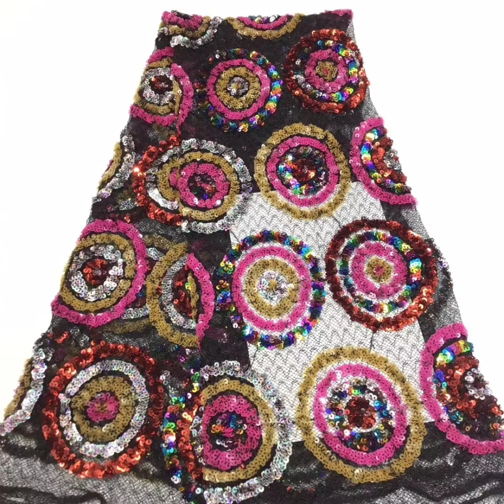Sequin Net Fabric High Quality sequins Lace Fabrics 2019 Embroidered