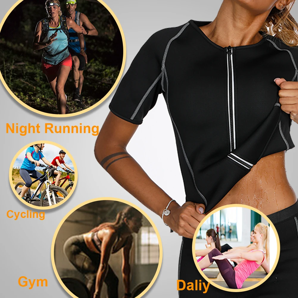 HEXIN, женская футболка для сауны, штаны, 2 шт. в наборе, Корректирующее белье для тела, неопрен, спортивный, сжигание жира, пот, для похудения, тренировки, потливость, тренажер для талии