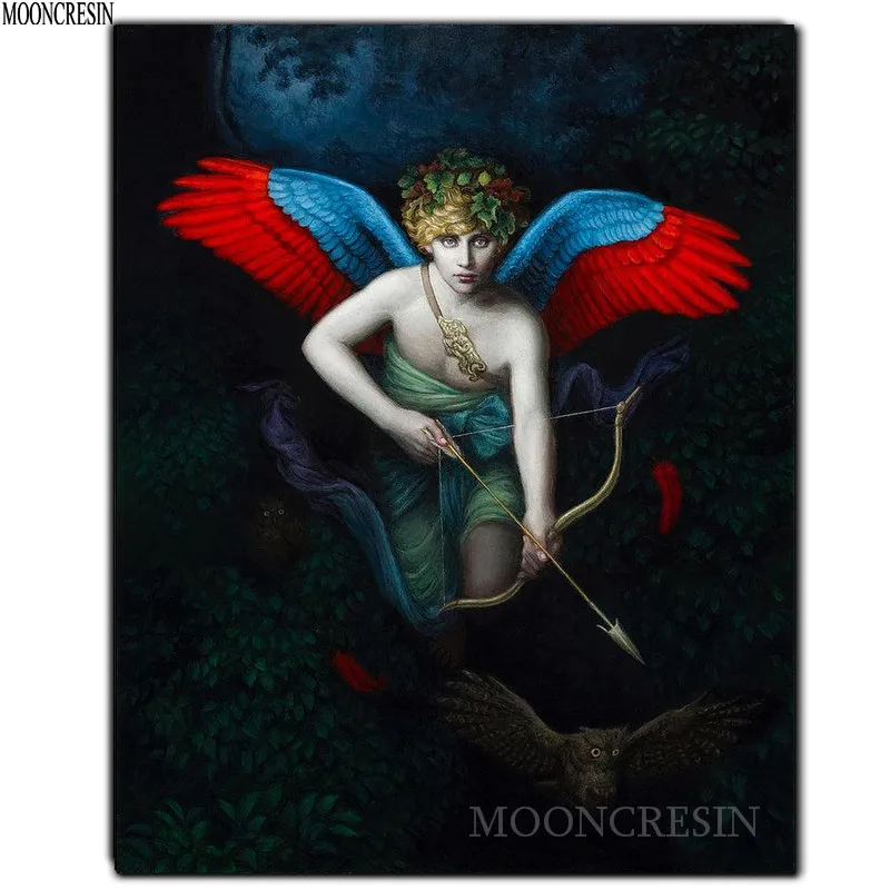 

5D Diy Diamond Painting Cross Stitch Hunting Angel & Owl Needlework 3D Diamond Embroidery Full Round Mosaic Decoration Resin Kit