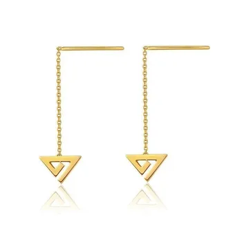 

S925 Sterling Silver Drop Earrings For Women Triangle Long Ear Line Tassels Jewelen Personality Simple Bijoux Femme Fine Jewelry