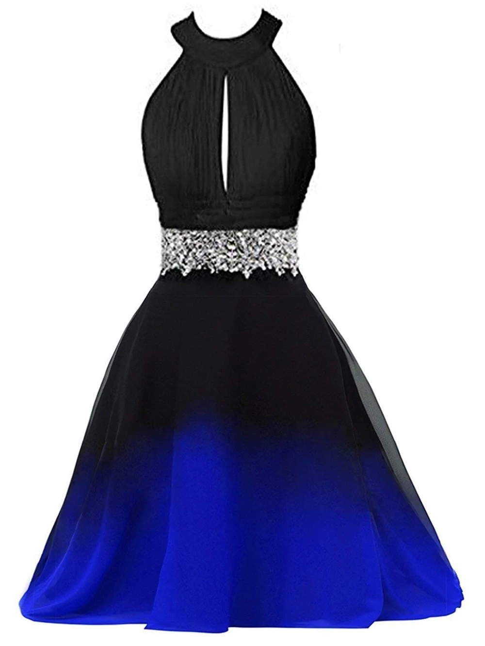 Royal Blue Satin Backless Homecoming ...