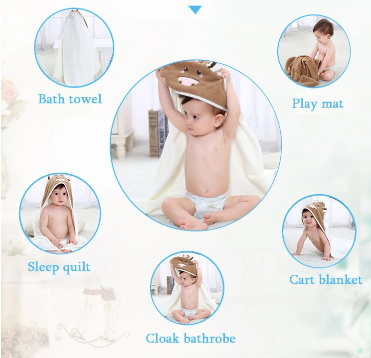 Herbabe Детские с капюшоном для ванной полотенца мультяшный в виде животных одеяло с капюшоном абсорбент детей пляжное s новорожденных