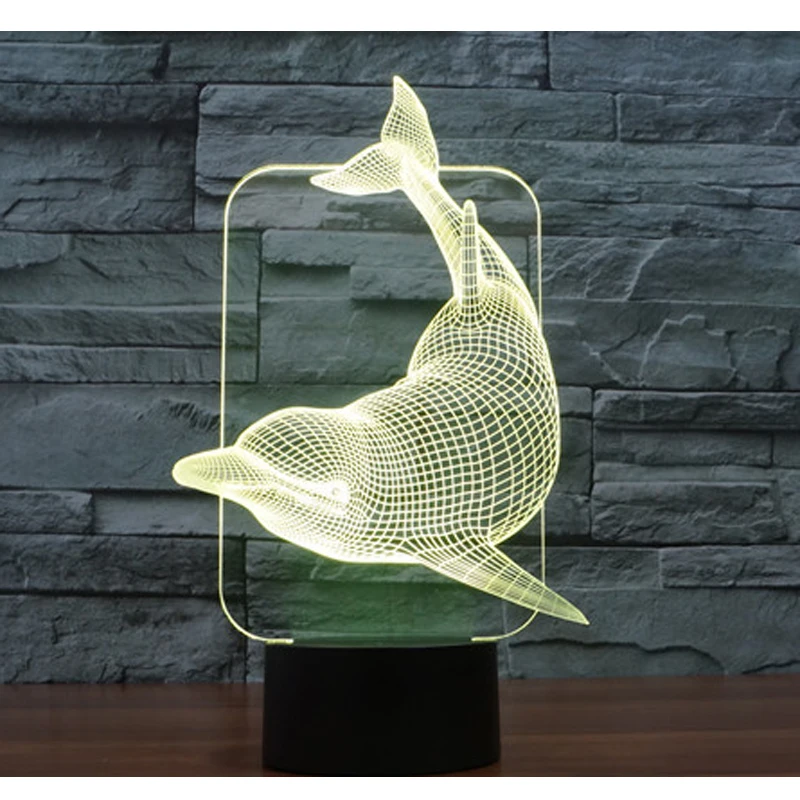 3d Led Night Light Dolphin Porpoise Come With 7 Colors Light For