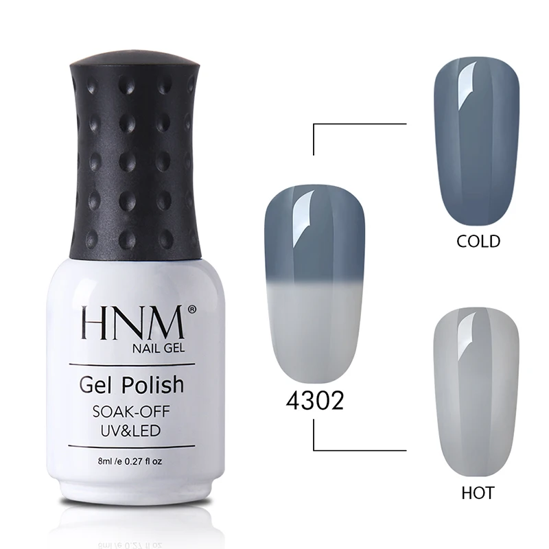 HNM 8 мл серый и мех Температура изменения Цвет УФ Гель-лак! полупостоянная Лаки термо изменение Базовый Топ Лак Гель-лак для ногтей - Цвет: 4302