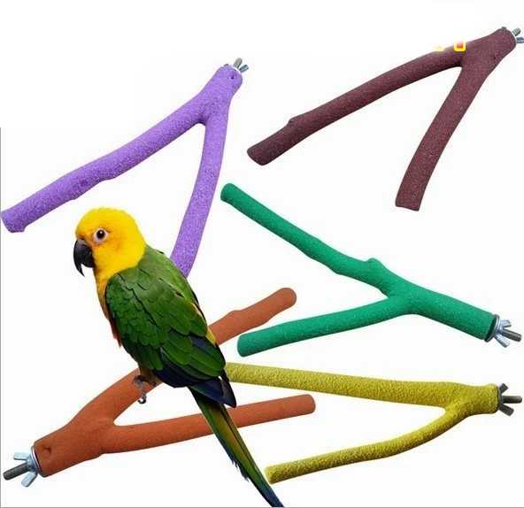 

Pet Bird Parrot Chew Toys Parrot Claws Grinding Stick Pretty Color Wooden Branches Pet Toy Products Accessories for Birds